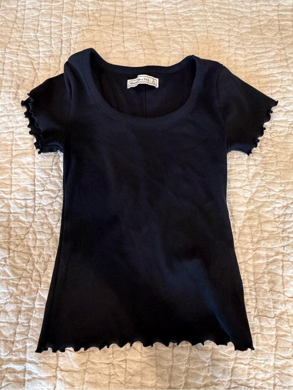 Abercrombie & Fitch Black Ruffle Baby Tee